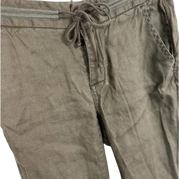 Anthropologie Pilcrow And Letterpress Olive Green Linen Blend Chino Ankle Pants - Picture 6 of 7